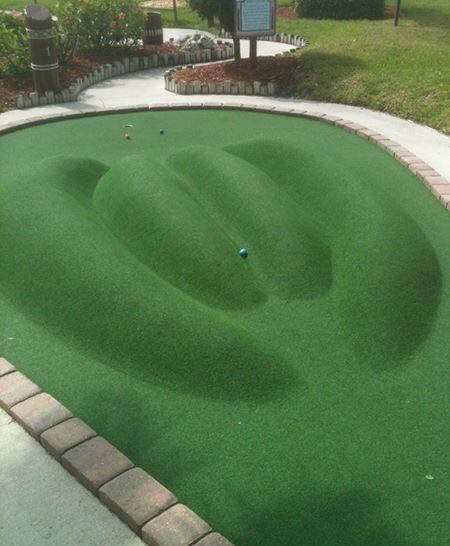 This was the first hole at a mini golf course, while on vacation