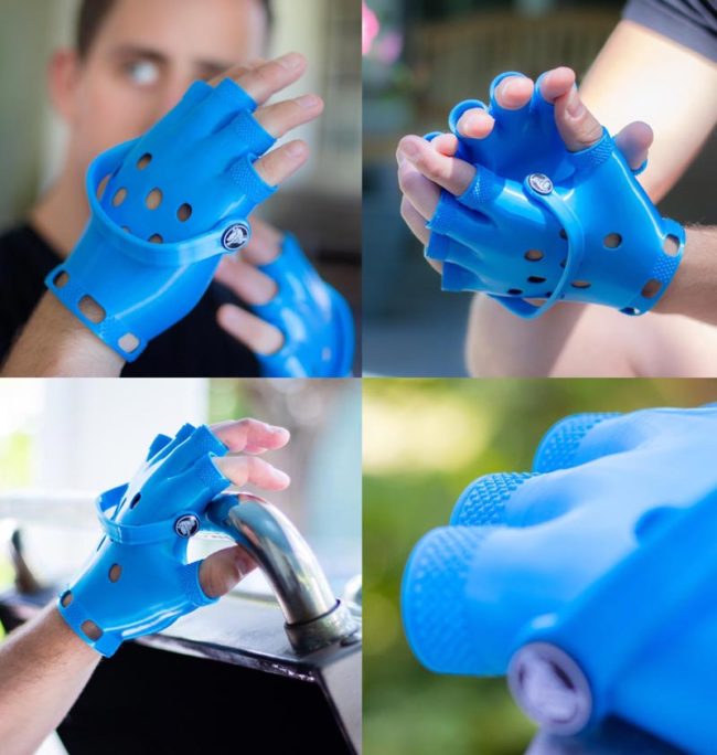 For my latest unnecessary invention, I am equally disgusted yet in love. I made the first ever pair of Crocs Gloves