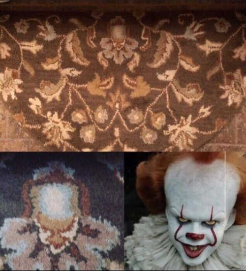 Whatever Stephen King told us about It's backstory, this is how Pennywise was really born. I doubt whoever owns this carpet is okay...