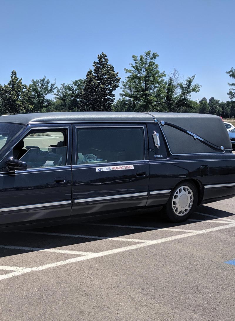 This mail man drives a hearse