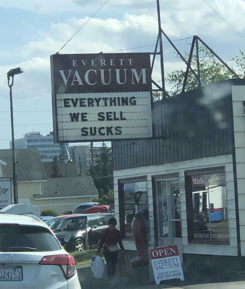 Great sign for a vacuum shop