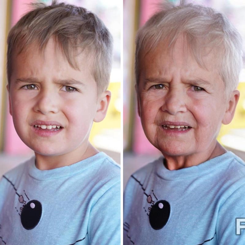 Tried the face app old filter on my toddler. I don't know whether to laugh or be terrified