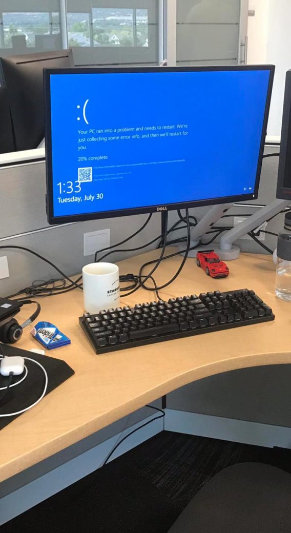 My coworker changed our intern’s background to the Blue Screen of Death when he forgot to lock his workstation before taking a bathroom break. Many unnecessary reboots took place before he figured out the “problem”