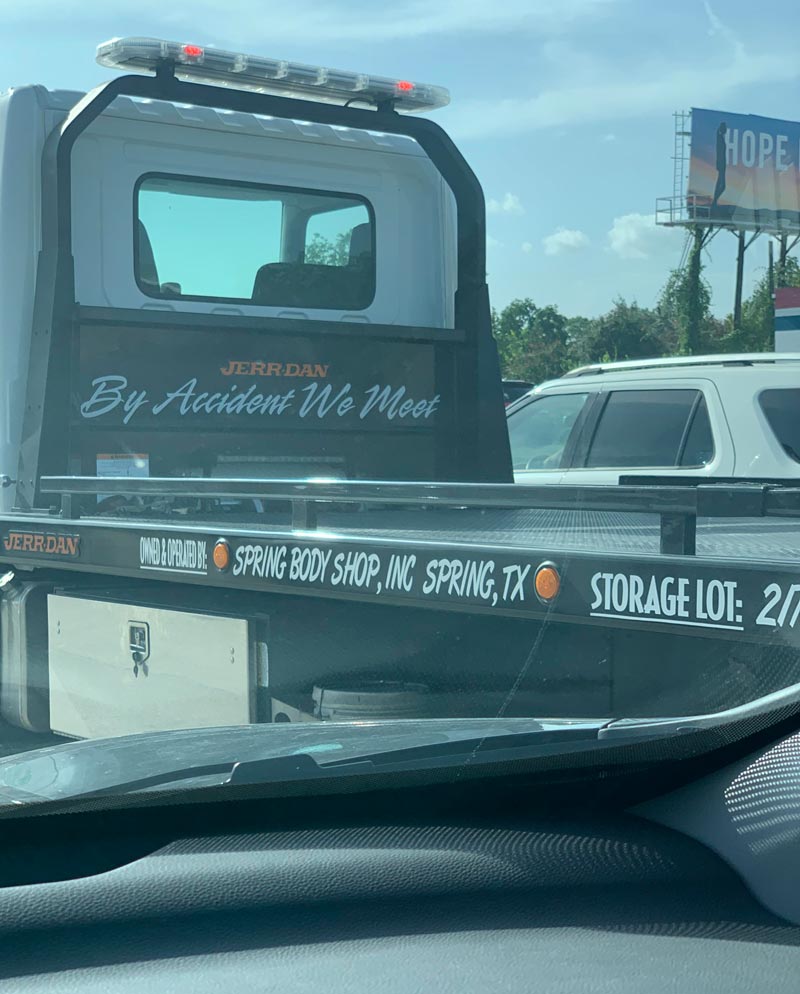 Saw this on a towing truck today