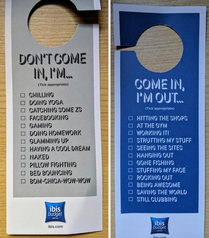 This door tag for a hotel room in Belfast