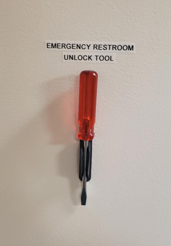 Emergency restroom unlock tool