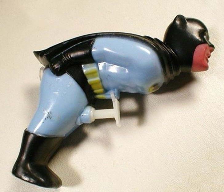 Batman water gun from 1961. Fill up his butt, squeeze his trigger, and he vomits water