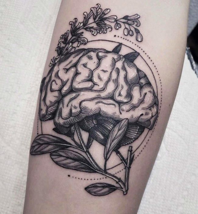 Floral Brain Tattoo