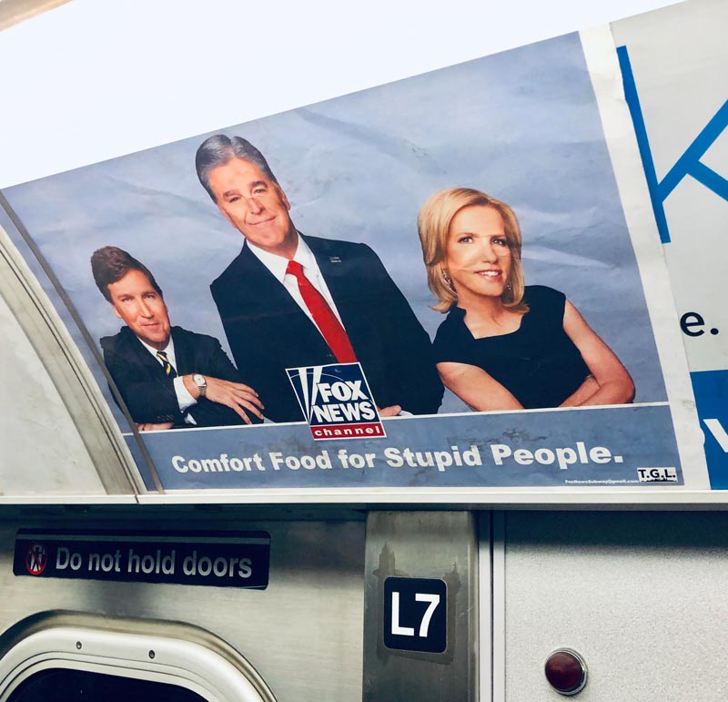 Fake Fox News ads up in the NYC Subway