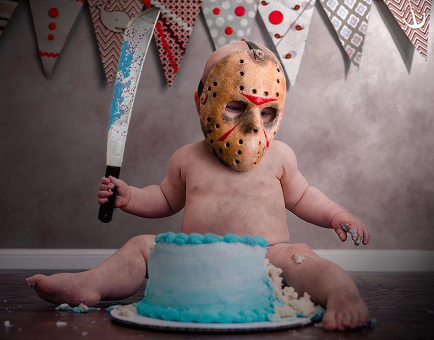 My son's first birthday was Friday the 13th, so I made some edits to his cake smash photos..