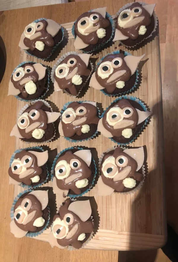 I made Gizmo cupcakes for work