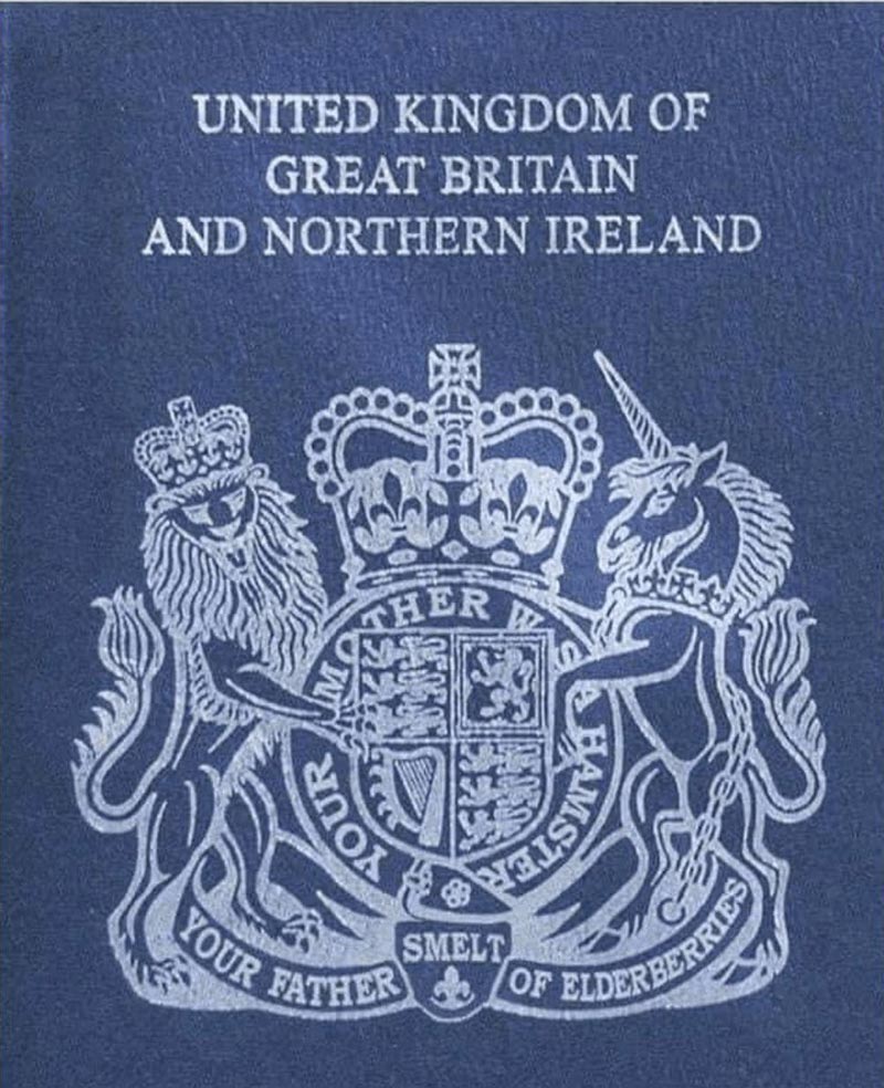 A French company has been given the job of producing the new blue British passports, here's a picture of the proposed design..