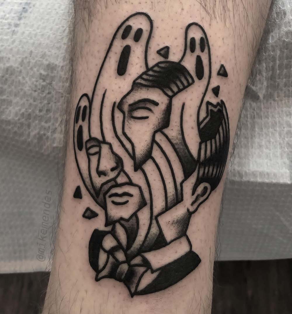 The ghosts in my head by Mike Mendes at Under My Thumb Tattoo Shop in Toronto, Ontario
