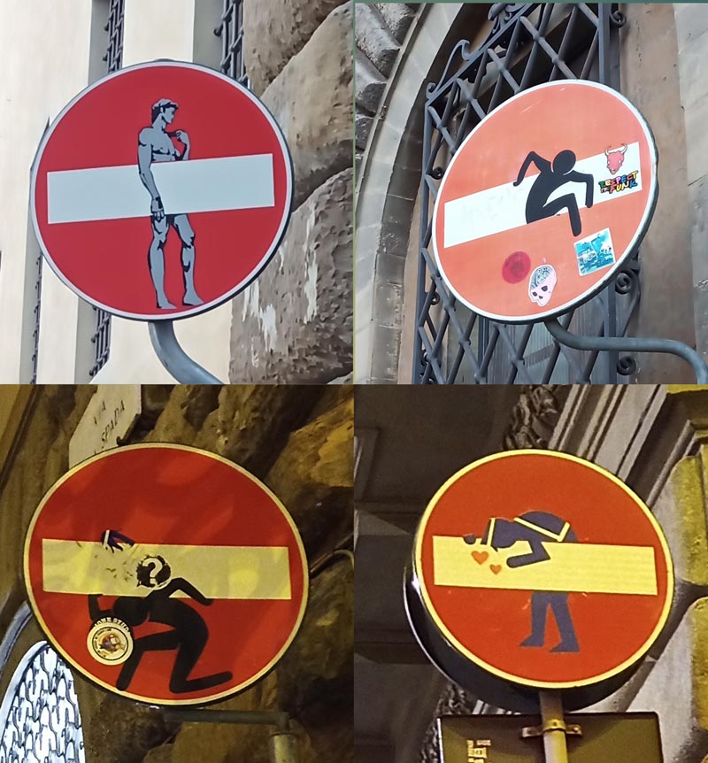 These signs in Florence, Italy