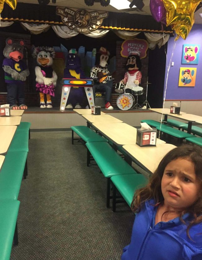 My girlfriends niece went to Chuck E. Cheese's for the first time...