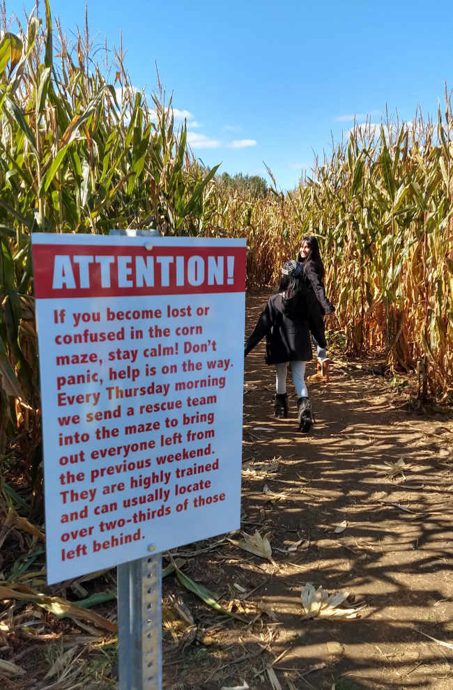 This corn maze sign