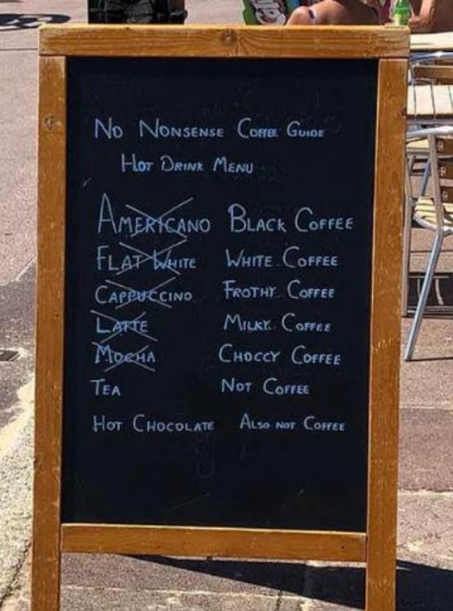 No nonsense coffee shop