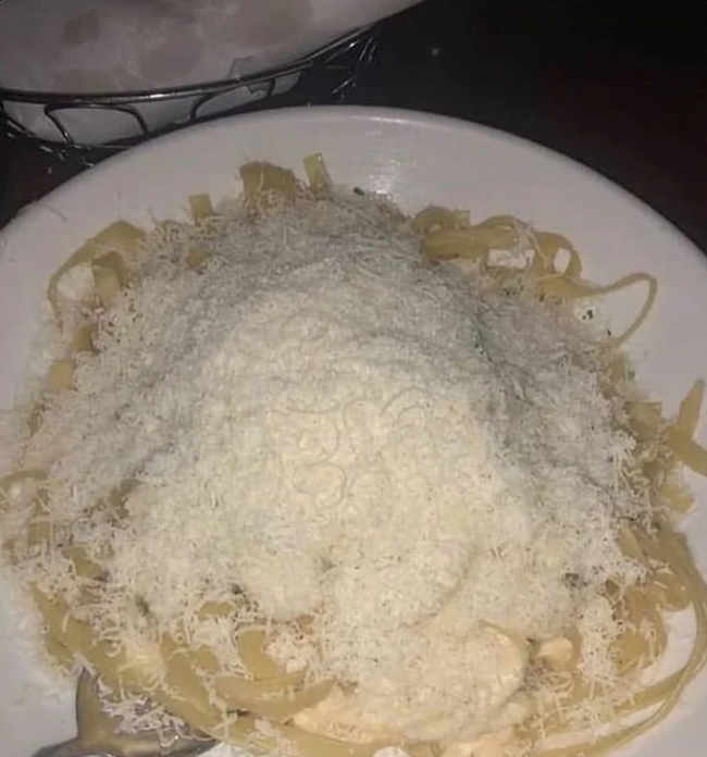 Would you like Parmesan cheese with that Tell me when to stop