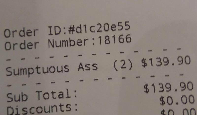 A customer pointed out this accidental abbreviation on our receipts