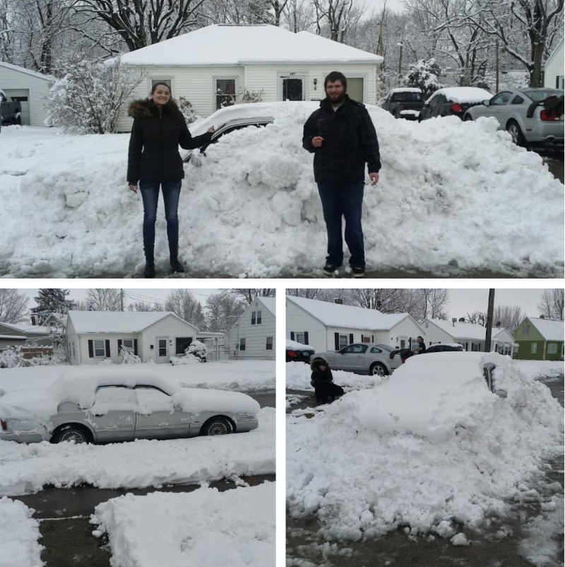 Our friend left his car with us to watch while he went to Florida (We live in Ohio). He kept sending us beach pics, so we sent him a picture of his car buried in snow (after we buried it)