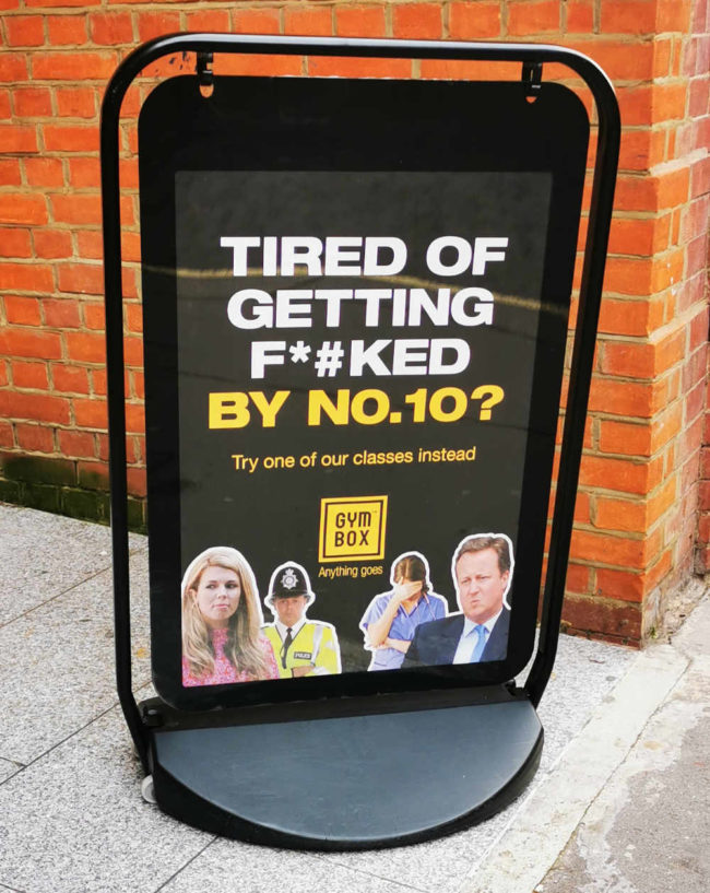 This advertising outside a gym in London