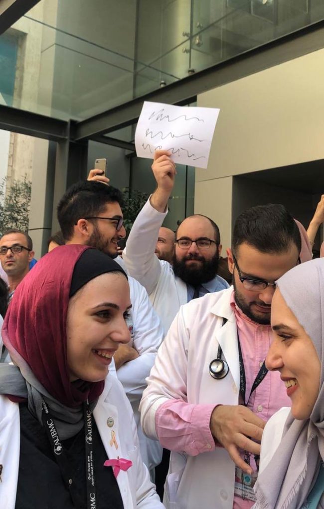 Doctor protesting in Lebanon