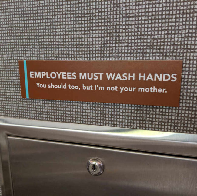 Bathroom signs are getting sassy.