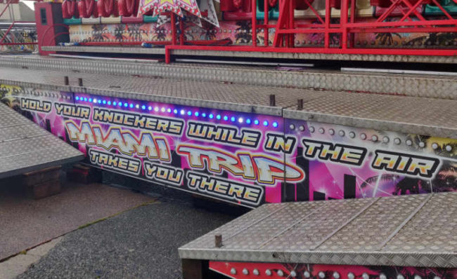 The slogan on this funfair ride