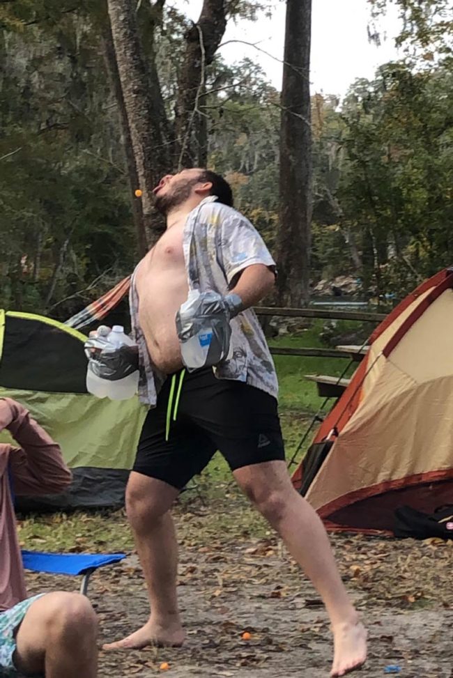 This pic perfectly sums up camping with a rugby team