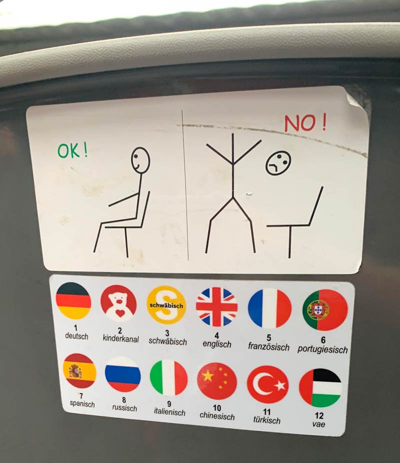Seen on a tourist bus in Germany