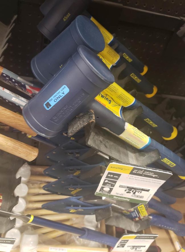 Some guy ran around home depot putting this sticker on random tools