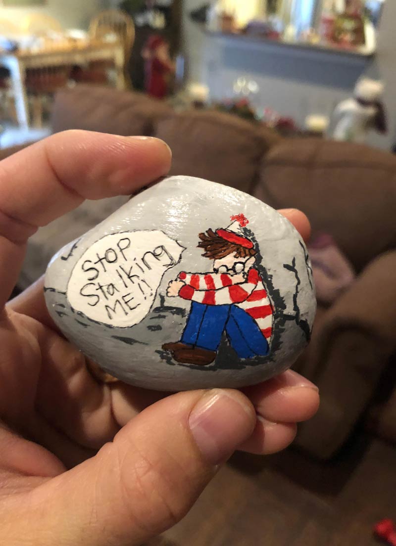 My aunt painted this rock for my brother's Christmas gift