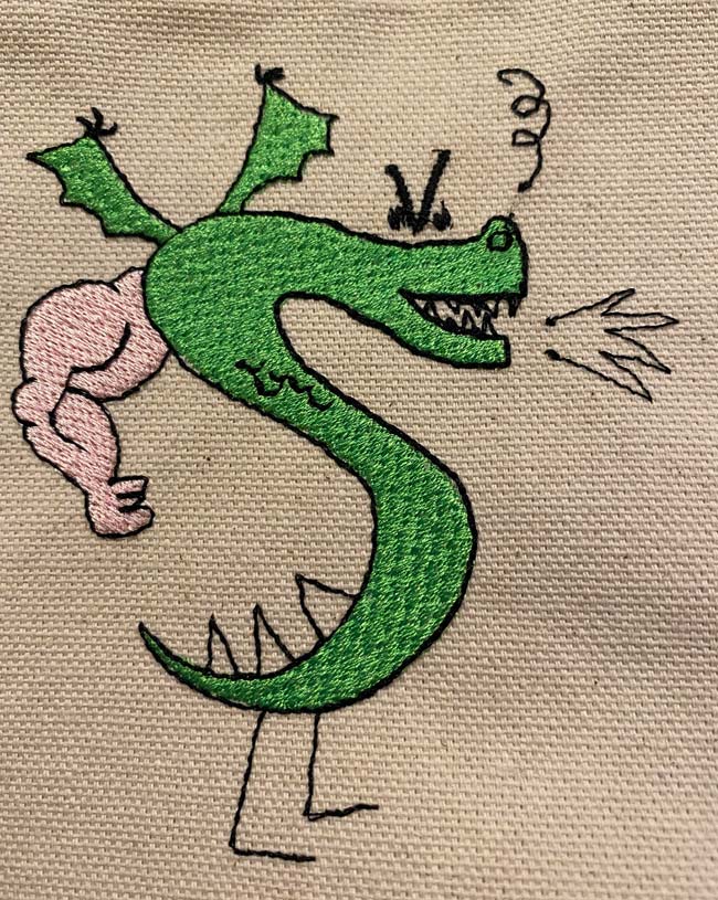 My buddy’s wife got an embroidery machine, this is the first thing he made on it