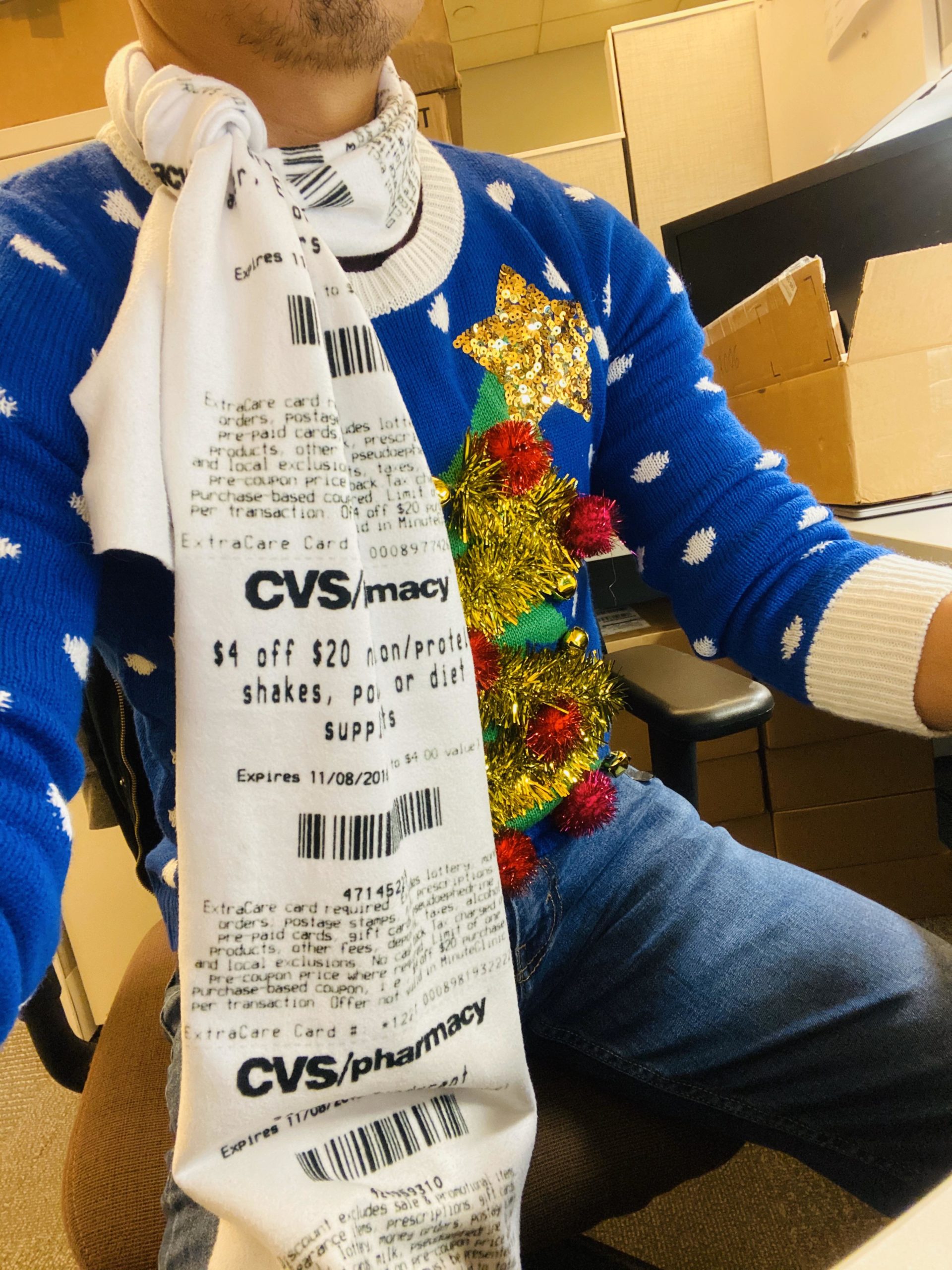 Ugly holiday sweater day at work