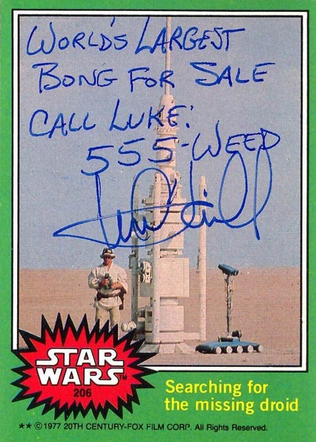 Mark Hamill’s signature on this vintage Star Wars trading card