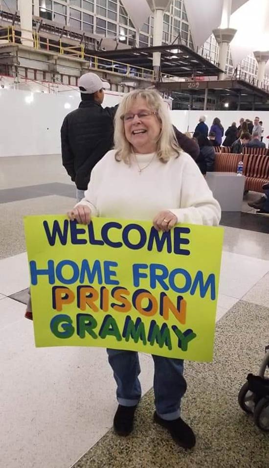 We embarrassed my mom at the airport with this sign