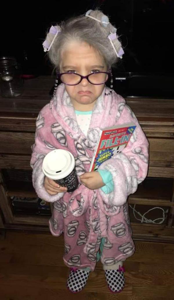 My friend's daughter for her 100th day of school, went as a 100 year old lady