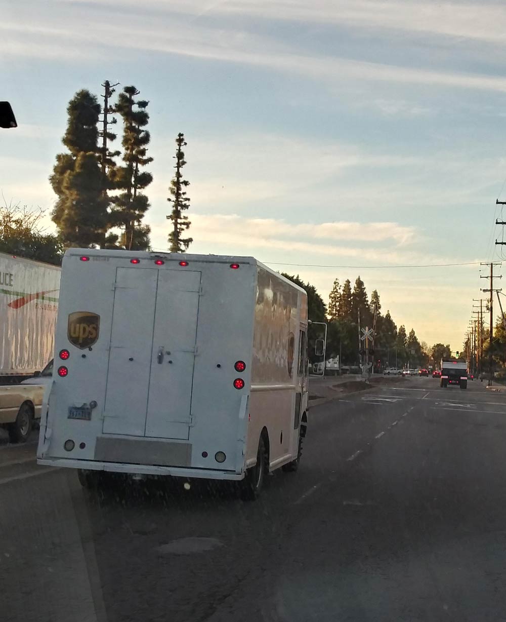 A rare albino UPS truck spotted in the wild