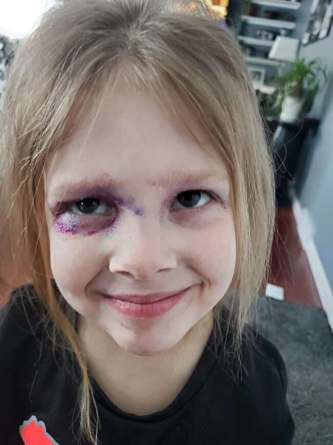 If my daughter keeps doing her own eye makeup, child protective services are gonna come knocking pretty soon