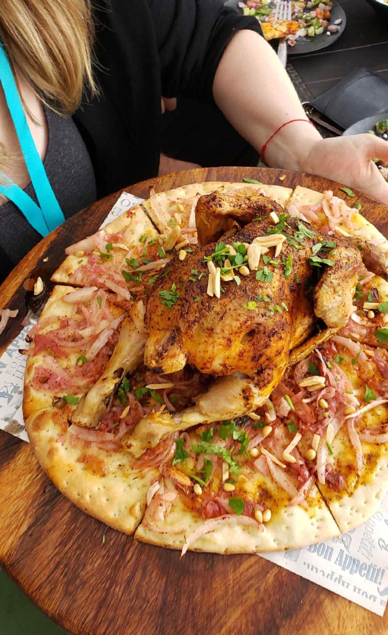 Friend ordered chicken on her pizza in Israel and got this