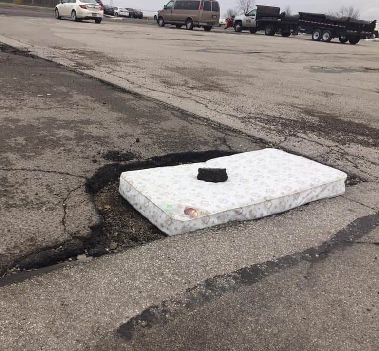 Someone in our town fixed one of our larger potholes