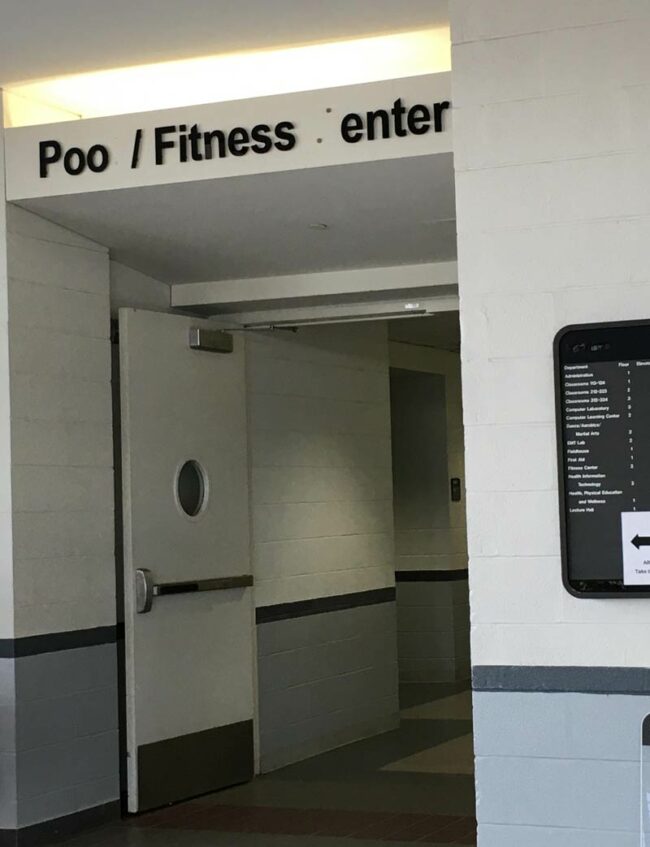 The entrance to the gym at my girlfriend's school