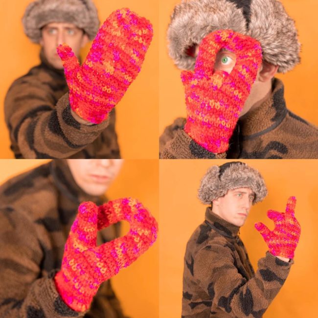 I created a pair of mittens with a solo finger so you can still flip them off