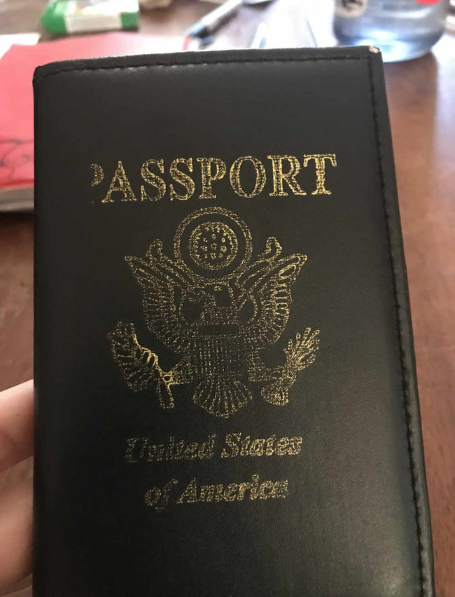 The first “P” on my passport case is wearing off