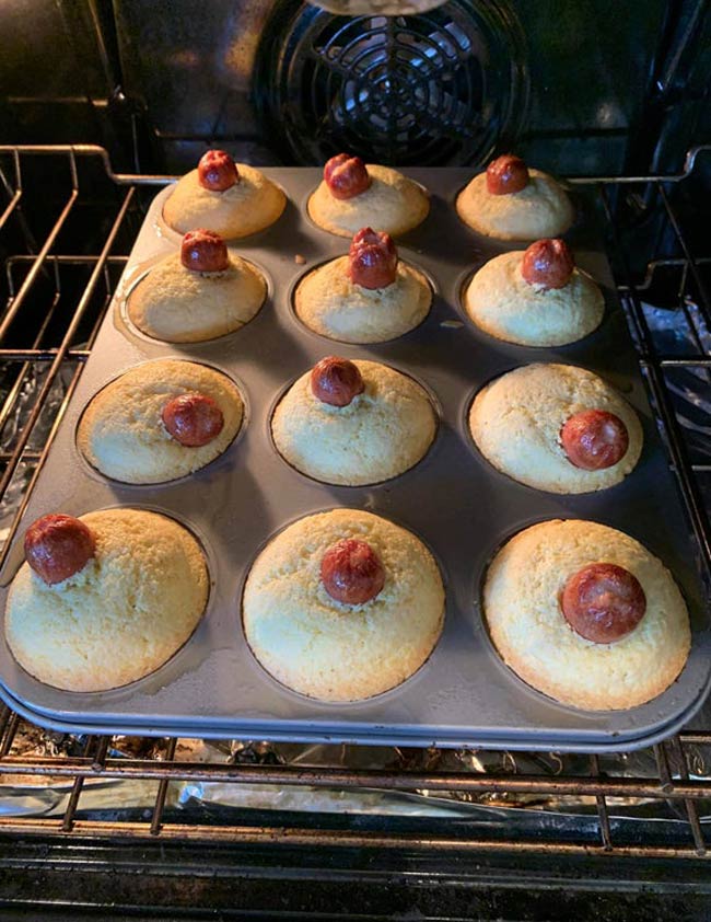 Tried to follow a pinterest recipe for corn dog muffins. They did not turn out as planned