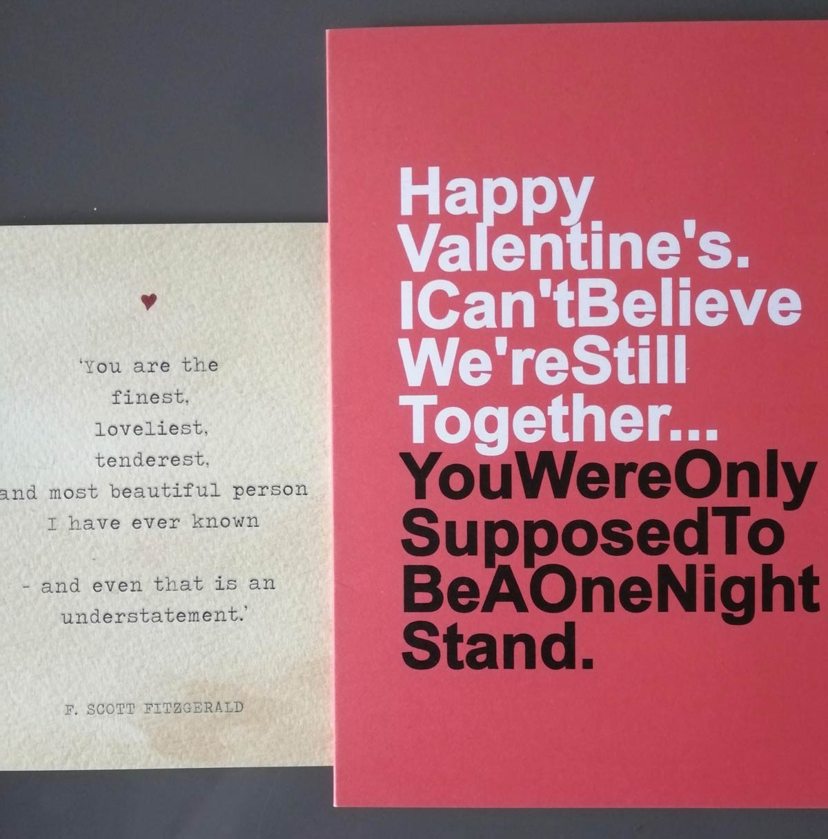 My dad's valentine's card on the left, compared to my mom's