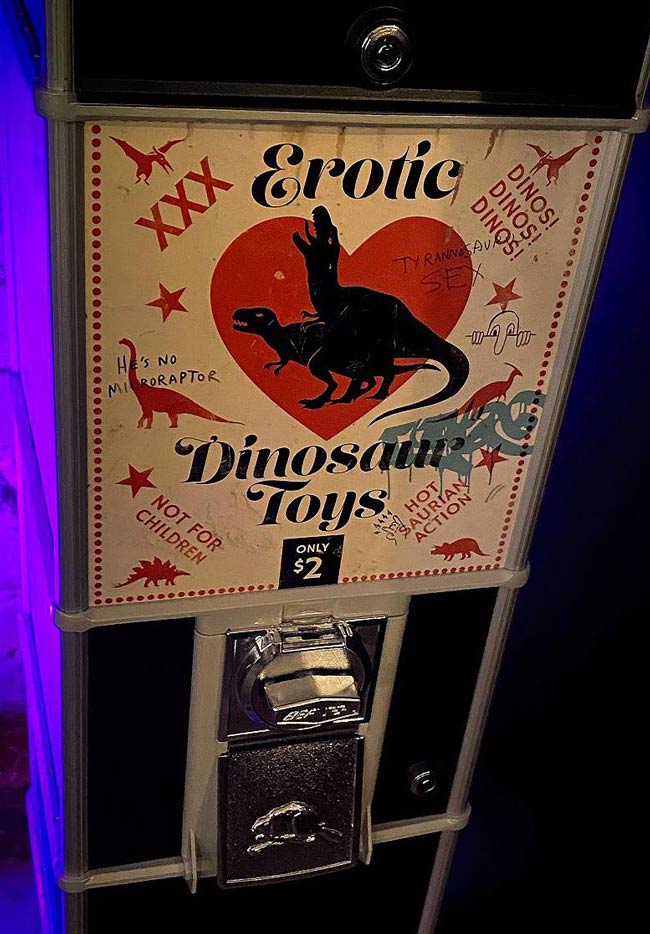 Saw this dinosaur vending machine in a Toronto bar