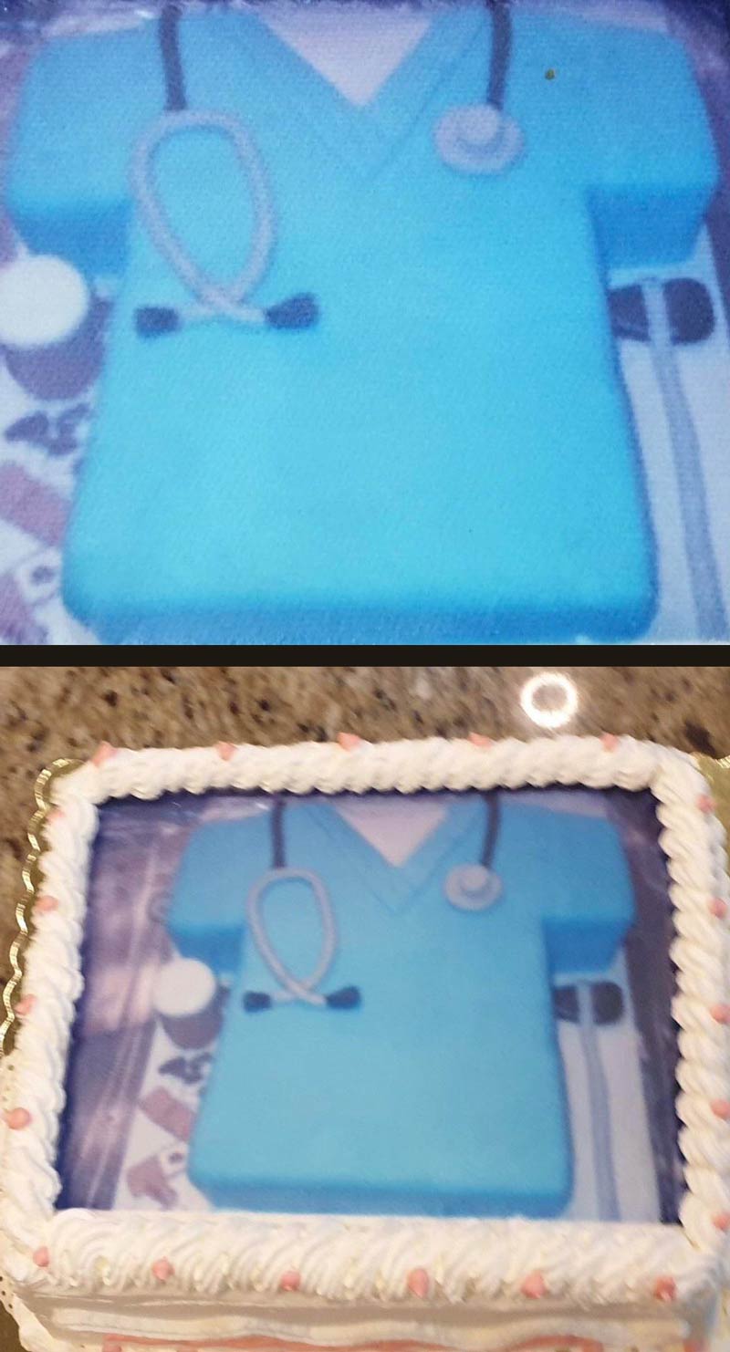 We sent this cake photo to a cake shop, and this is what we got