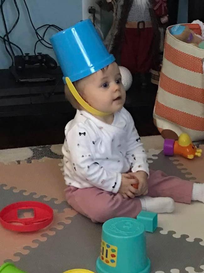 My niece on her 1st birthday enjoying her new toys
