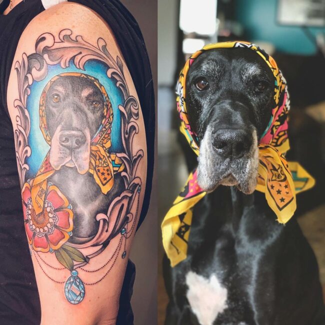 TattooTattoo of my Great Dane by Shae Sullivan at Haunted Heart in Tulsa